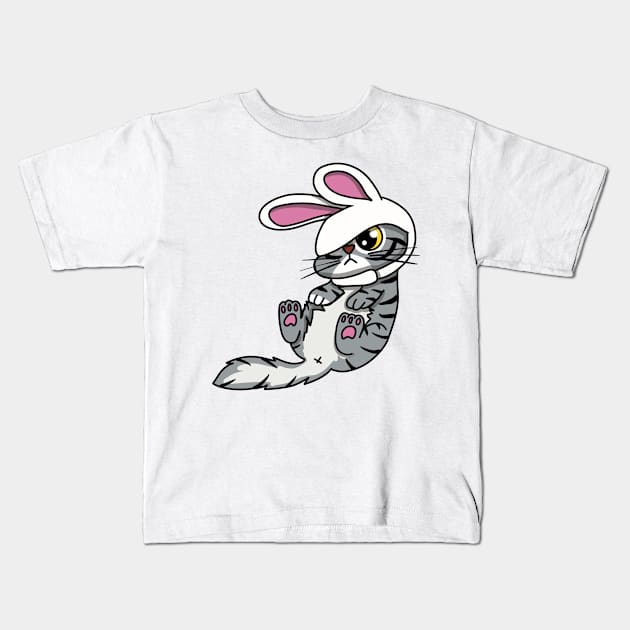 Chilling Bunny Cat Kids T-Shirt by Nuffypuffy